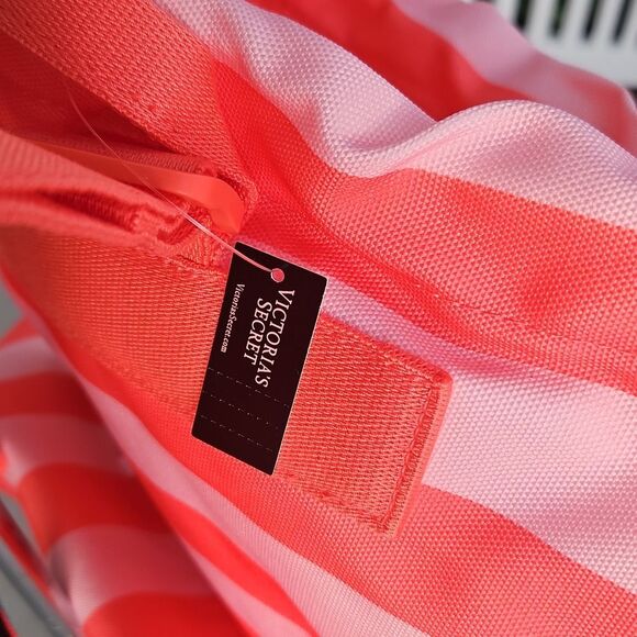 Victoria's Secret Pink Coral Stripe ULTIMATE BEACH BAG Backpack & Cooler 2n1 NEW - Picture 14 of 16